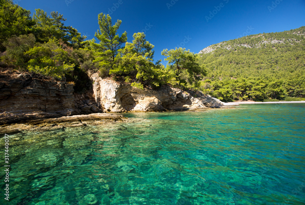 Scenic view of coastline Cökertme Bodrum Turkey Scenic view of coastline Cökertme Bodrum Turkey