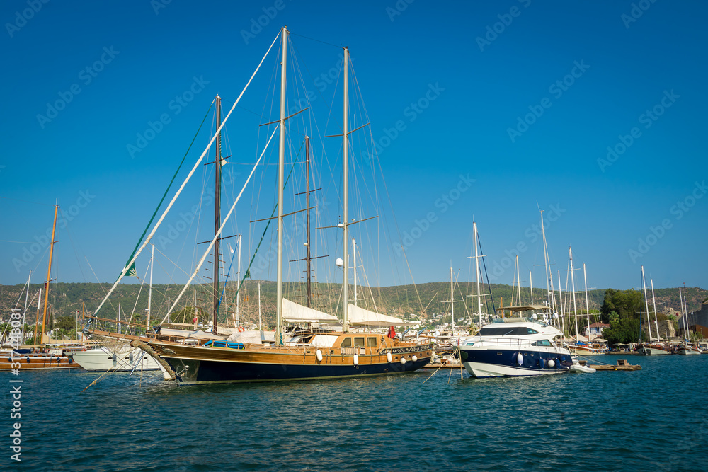 View of Bodrum and Marina  in Aegean sea, Turkey
