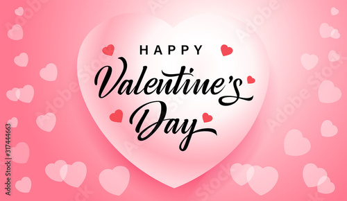 Happy Valentines day greeting card with flying pink hearts. Vector Cute love sale banner design in shape of watercolor heart for Happy Valentine's, Women's, Mother's Day, wedding 