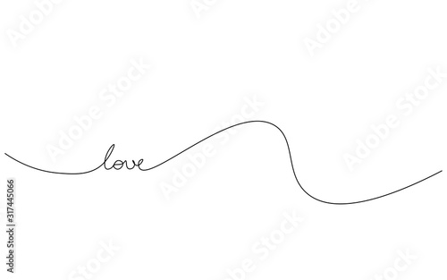 Love text hand drawing, valentines day background vector illustration