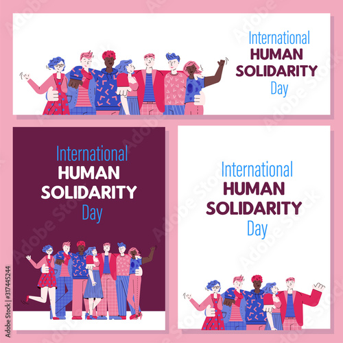 International human solidarity day - flat banner and poster set