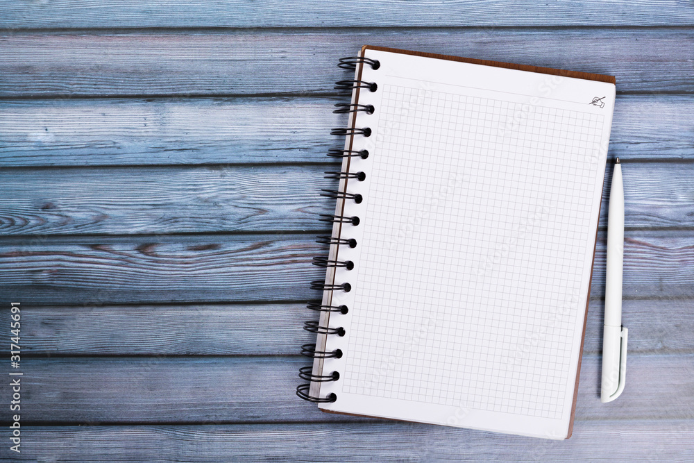 top view of blank open notebook paper on background, office equipment, school stationary and education concept, banner size with copy space top view of blank open notebook paper on background, office equipment, school stationary and education concept, banner size with copy space