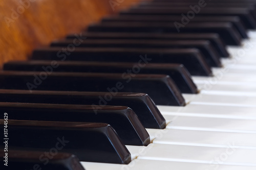 Piano keyboard close-up. The concept of music education.