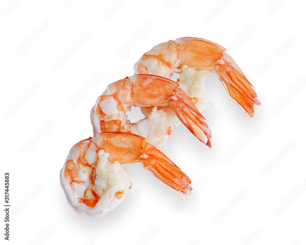 Cooked shrimp isolated on white background. This has clipping path. Cooked shrimp isolated on white background. This has clipping path.