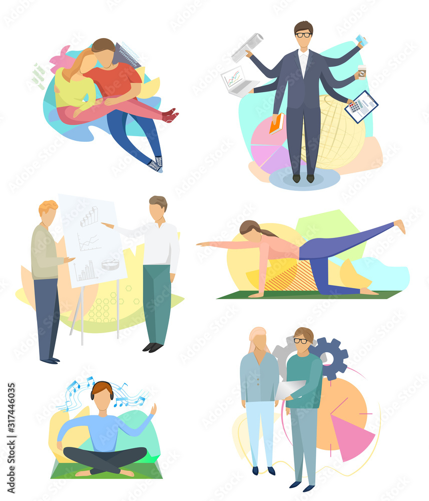 People, different situations, vector illustration People, different situations, vector illustration