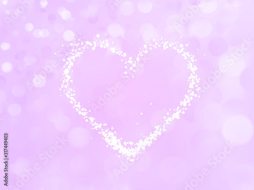 Beautiful delicate pink romantic love background. Heart of particles on the bokeh background. Vector illustration