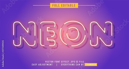 neon text effect that can be edited easily, letters are bright and attractive, editable text effect in adobe Illustrator, just one click, fonts not included