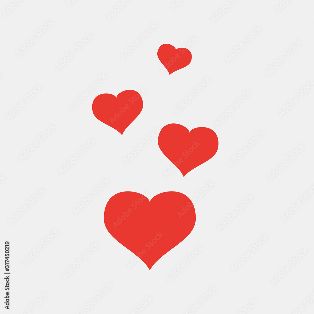 Vector Red hearts isolated on white background.