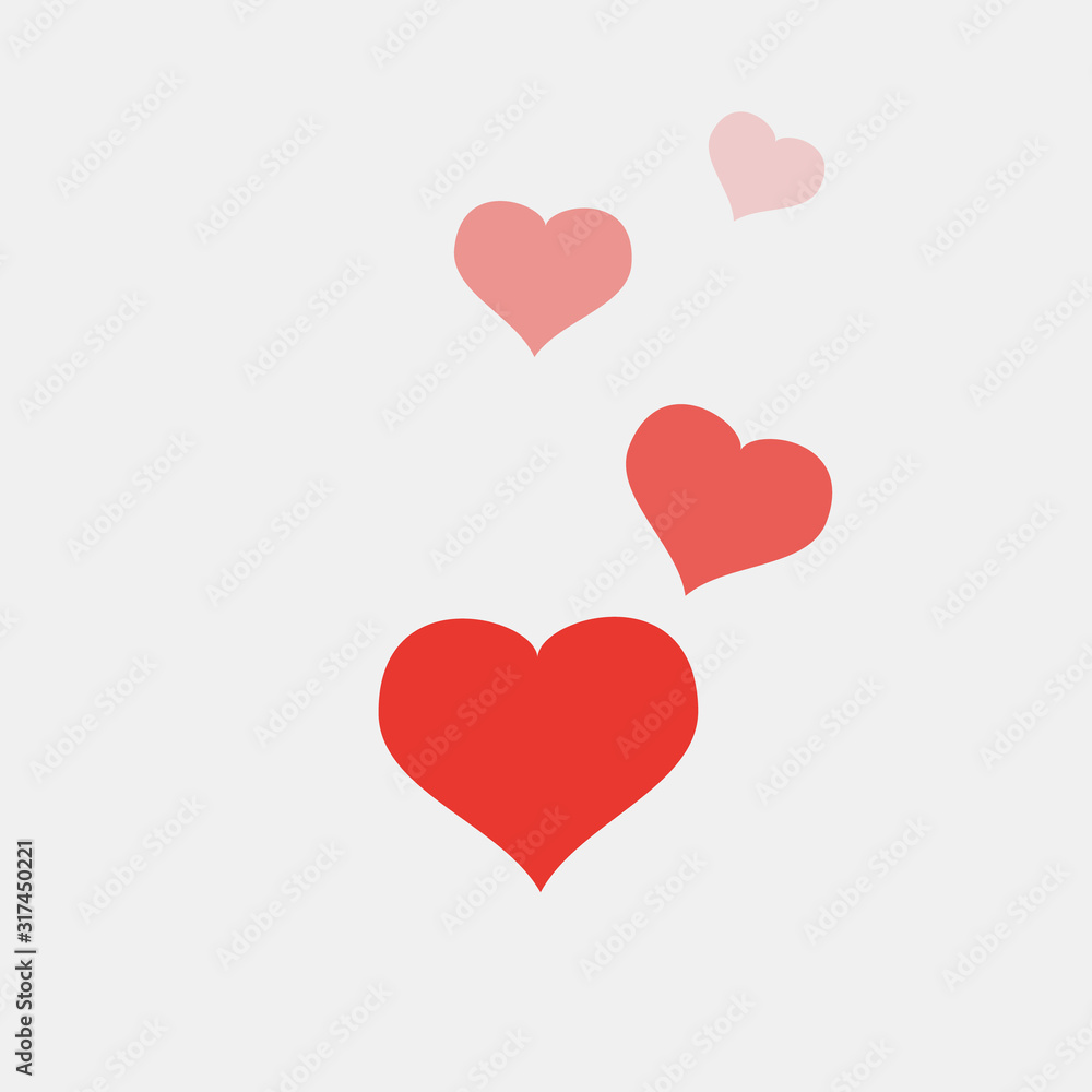 Vector Red hearts isolated on white background.