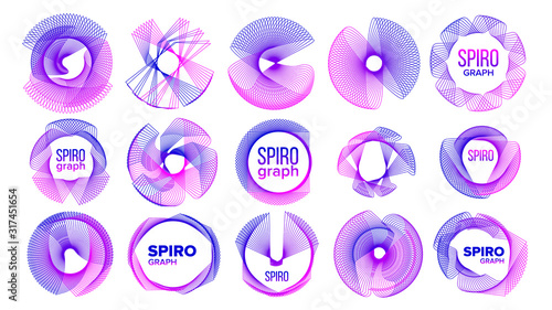Spirograph Abstract Ornamental Symbols Set Vector Illustrations photo
