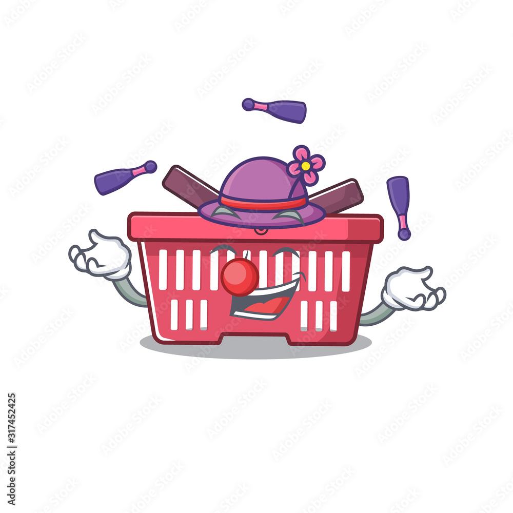 Smart shopping basket cartoon character design playing Juggling Stock Vector  | Adobe Stock