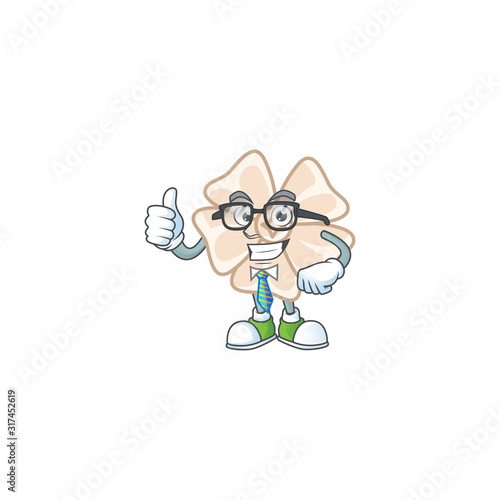 cartoon character of Businessman chinese white flower wearing glasses