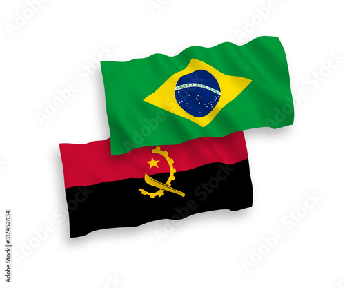 Flags of Brazil and Angola on a white background