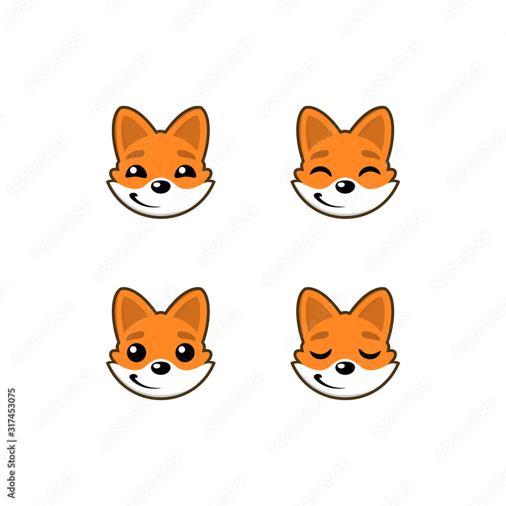 Fox head logo bundle. fox head vector template