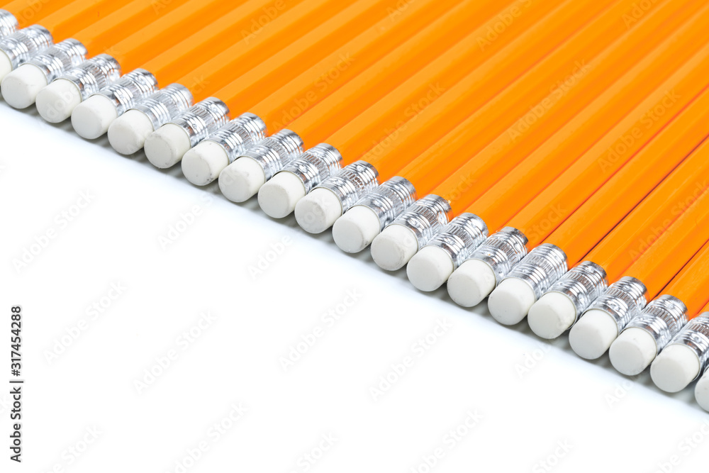 Yellow pencils on a white background - Image Yellow pencils on a white background - Image