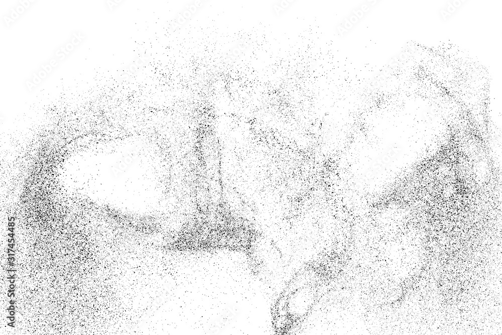 Fototapeta premium Black Grainy Texture Isolated On White Background. Dust Overlay. Dark Noise Granules. Digitally Generated Image. Vector Design Elements, Illustration, Eps 10.