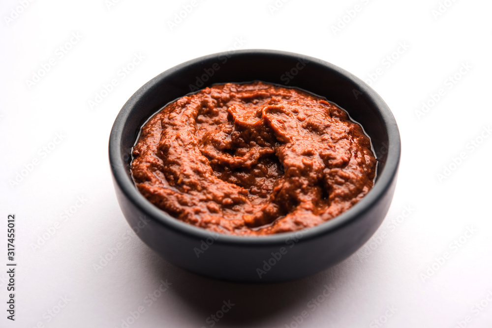 Homemade Tandoori Paste or Marinade mixture, in a bowl. used for grilled chicken or Paneer or vegetable. selective focus Homemade Tandoori Paste or Marinade mixture, in a bowl. used for grilled chicken or Paneer or vegetable. selective focus
