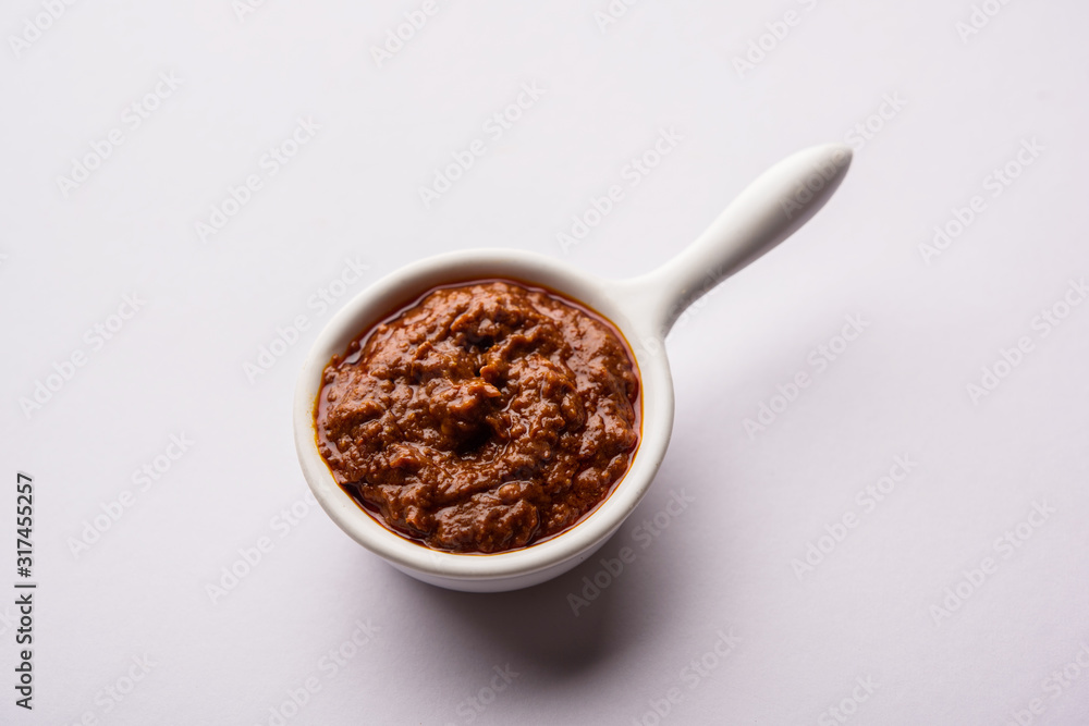 Homemade Tandoori Paste or Marinade mixture, in a bowl. used for grilled chicken or Paneer or vegetable. selective focus Homemade Tandoori Paste or Marinade mixture, in a bowl. used for grilled chicken or Paneer or vegetable. selective focus