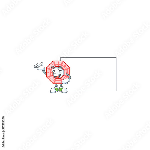 Smiley chinese square feng sui with whiteboard cartoon character design