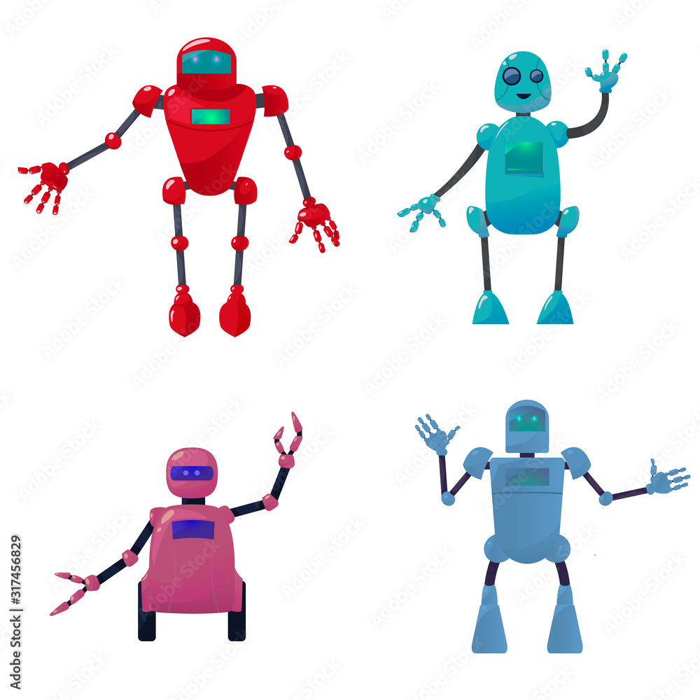 Multi Robots Animation Several robots. Character robots. Technology for the future. Cartoon ...