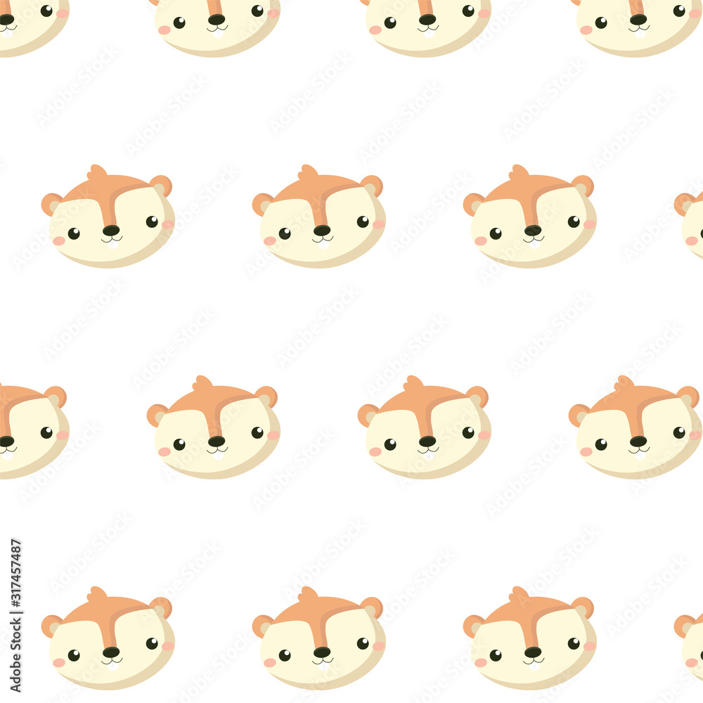 Pattern with squirrel on pastel background..