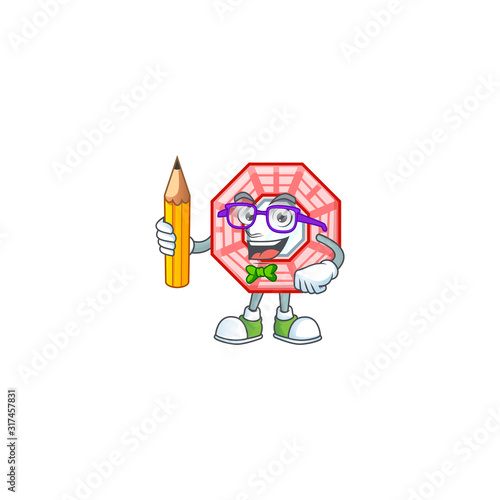 A picture of Student chinese square feng sui character holding pencil