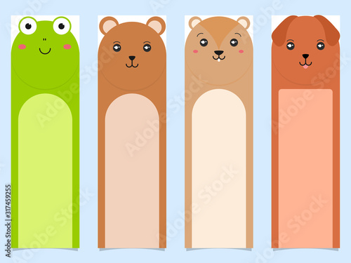 Cute Animal Bookmarks like a Frog, Bear, Squirrel, Dog.
