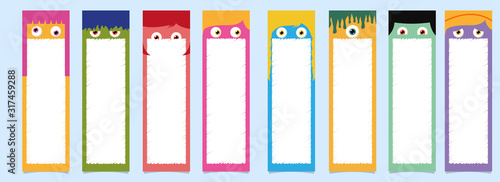 Cartoon Face Bookmarks in Different Color.