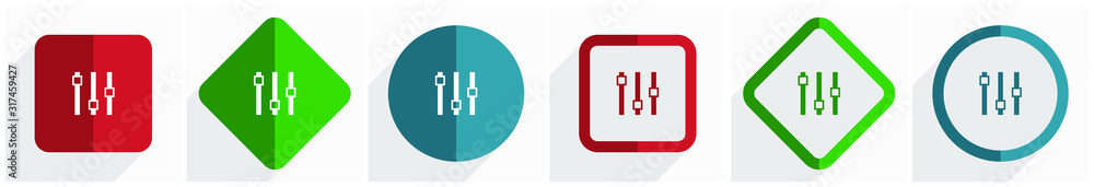 Slider icon set, flat design vector illustration in 6 options for webdesign and mobile applications in eps 10 Slider icon set, flat design vector illustration in 6 options for webdesign and mobile applications in eps 10