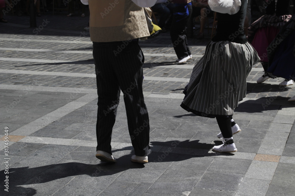 Basque dance in a street folk festival Basque dance in a street folk festival