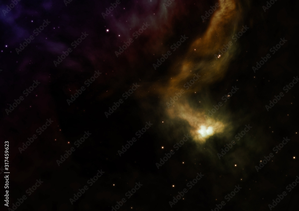 Fototapeta premium Star field in space and a nebulae. 3D rendering