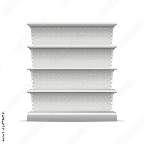 Realistic 3d Detailed Supermarket Shelves. Vector