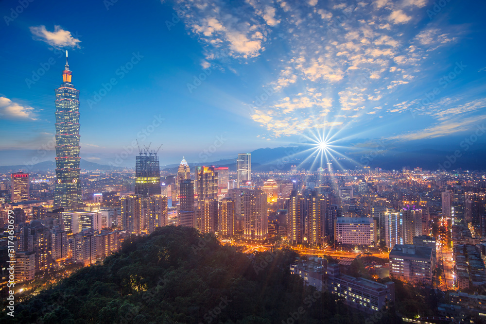Obraz premium Skyline of Taipei cityscape Taipei night view city