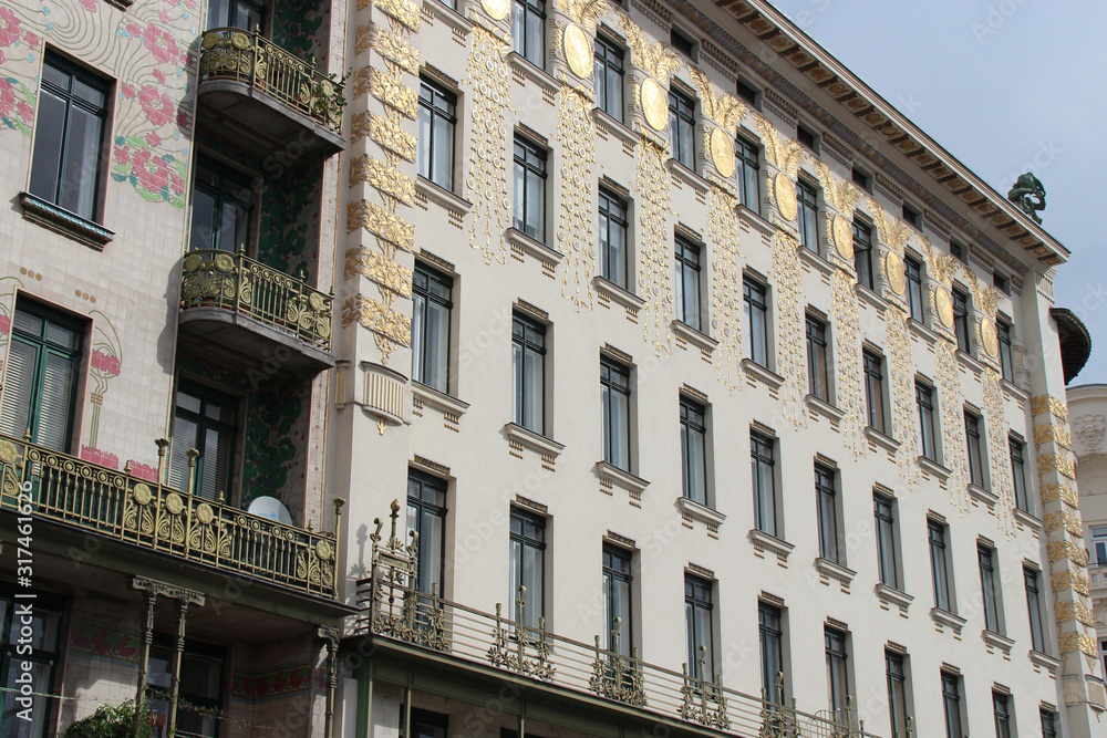 art nouveau building (medallion house) in vienna (austria)