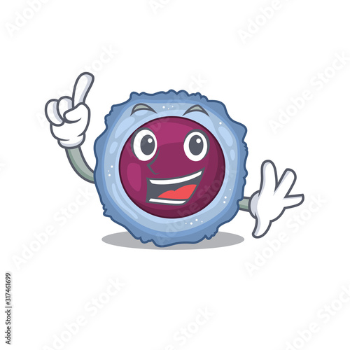 One Finger lymphocyte cell in mascot cartoon character style