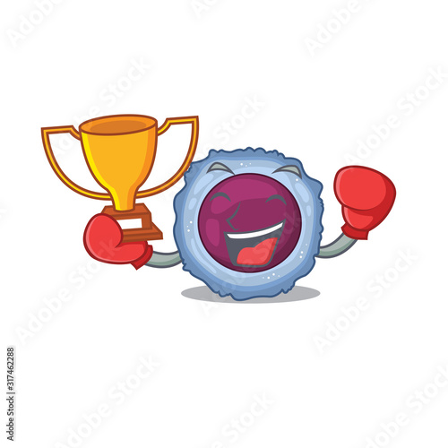 fantastic Boxing winner of lymphocyte cell in mascot cartoon style photo