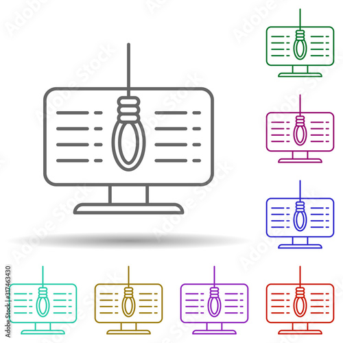 Computer, cyber, robbery in multi color style icon. Simple thin line, outline vector of social addict icons for ui and ux, website or mobile application