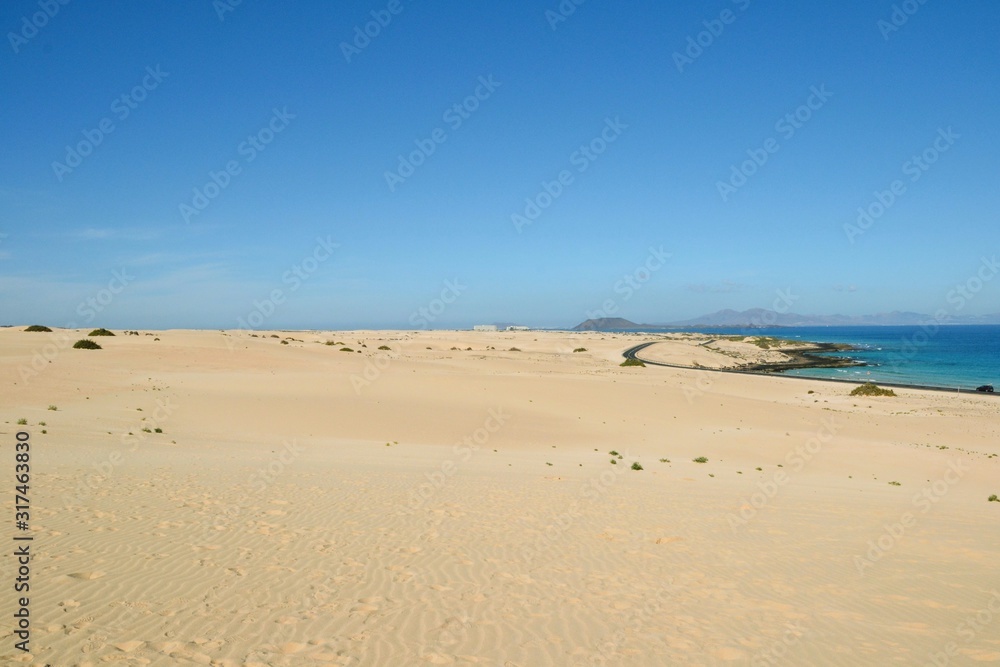 Sand dunes. Parque Natural de Corralejo at Fuerteventura, Canary Islands, Spain