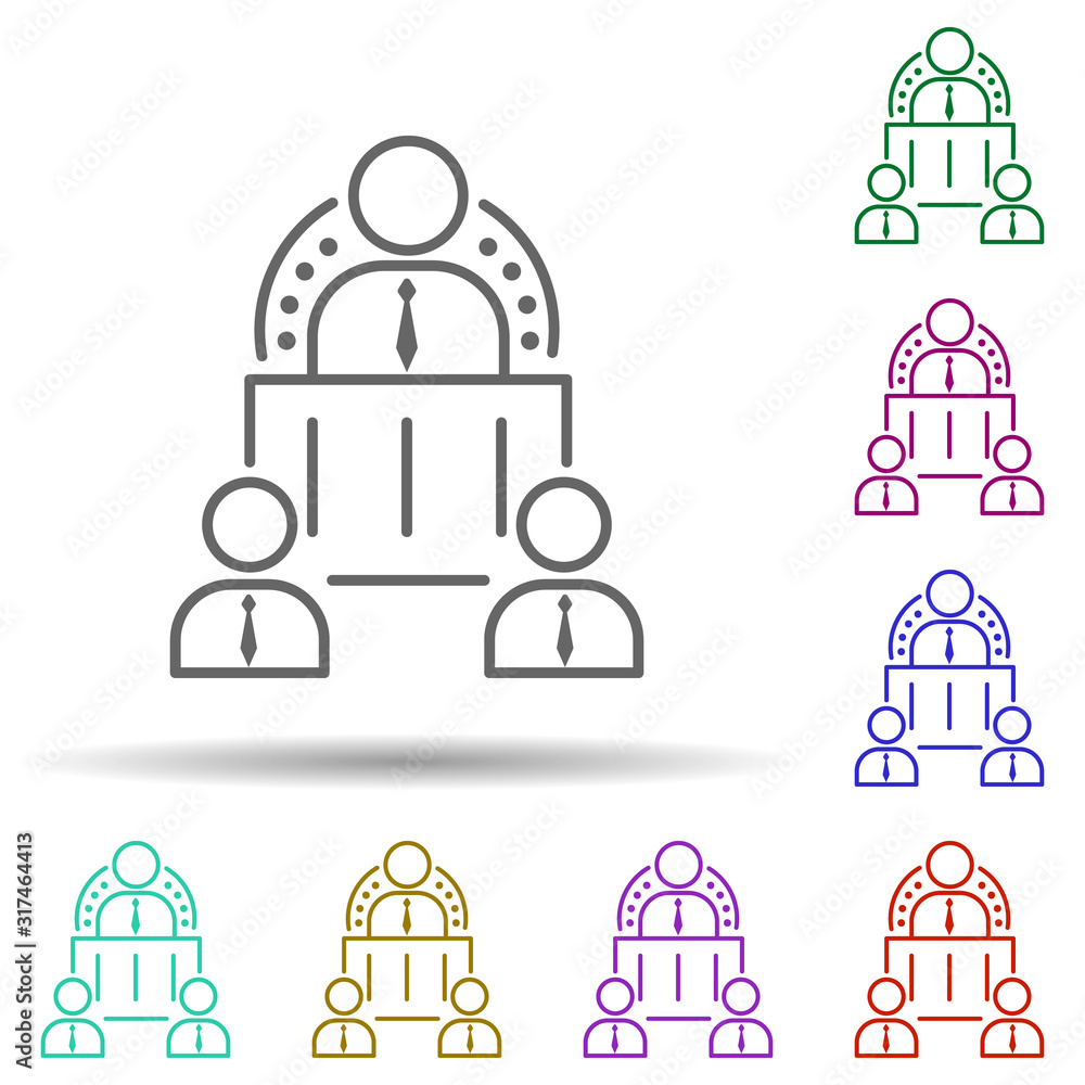Fototapeta premium Group, member, staff, win in multi color style icon. Simple thin line, outline vector of team work icons for ui and ux, website or mobile application