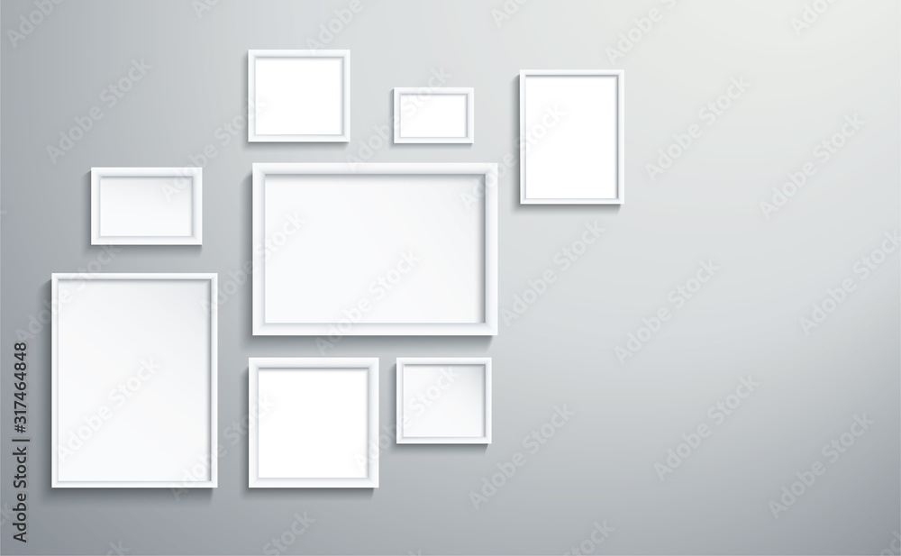 square isolated white picture frame on wall vector illustration EPS10