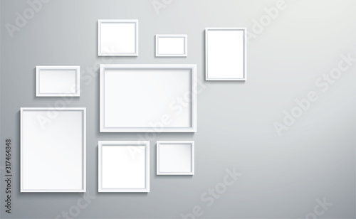 square isolated white picture frame on wall vector illustration EPS10