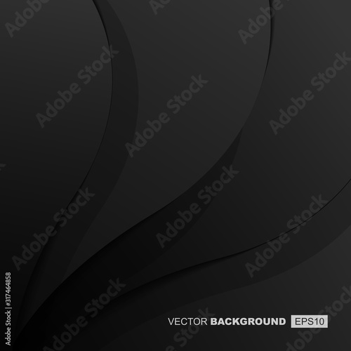 Black Modern Fluid Background Composition with Waves and Shadows