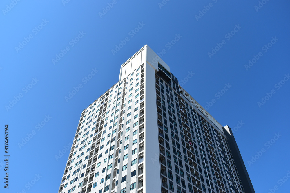 skyscraper architecture building exterior of modern residential condominium in the city
