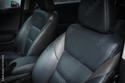 black leather seat interior in modern sport car © sutichak