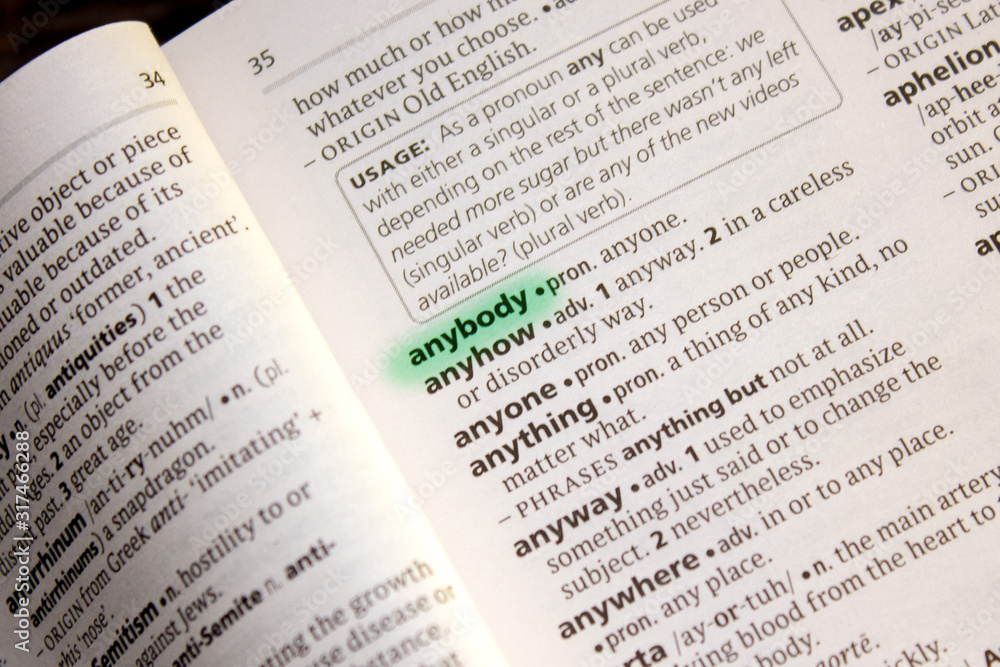 Anybody word or phrase in a dictionary. Anybody word or phrase in a dictionary.