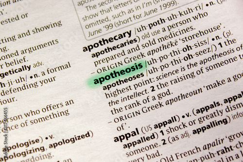 Tableau sur toile Apotheosis word or phrase in a dictionary.