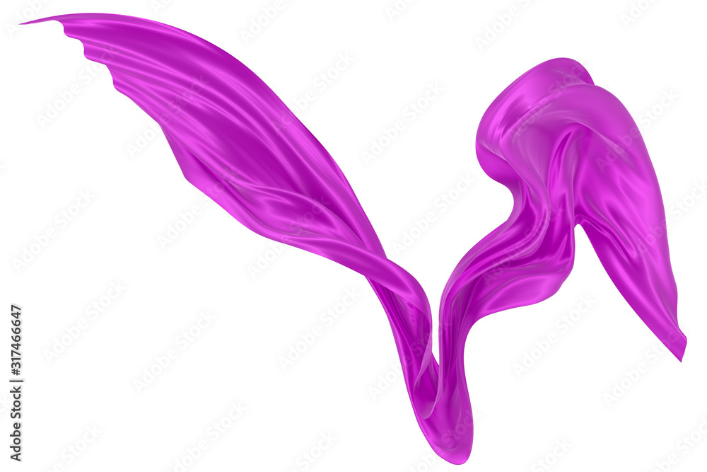 Beautiful flowing fabric of magenta wavy silk or satin. 3d rendering image. Beautiful flowing fabric of magenta wavy silk or satin. 3d rendering image.