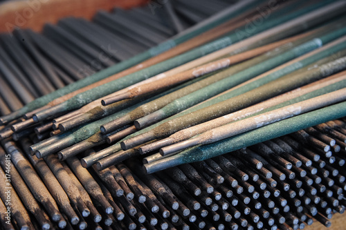 Welding electrodes in bulk.Close up picture.