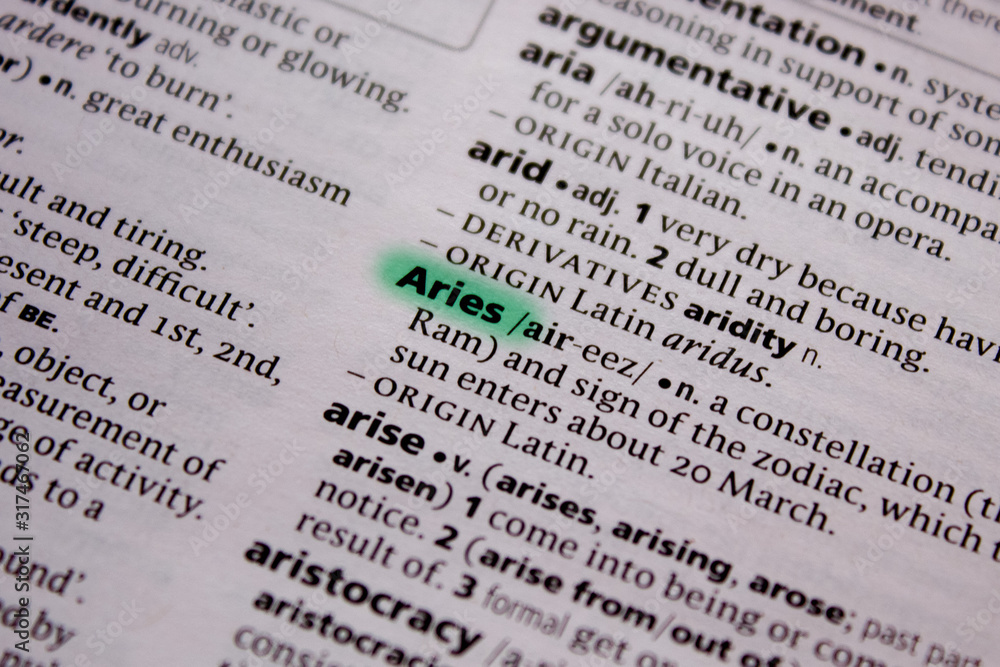 Aries word or phrase in a dictionary. Aries word or phrase in a dictionary.