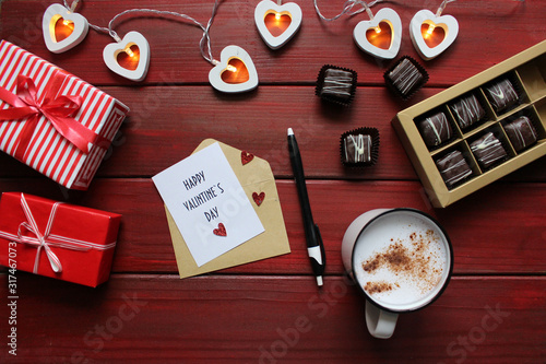 Valentine's Day. The calendar. Beautiful composition. Romantic mood.